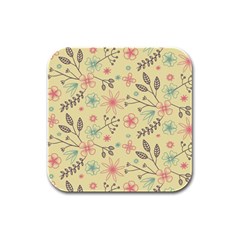 Seamless Spring Flowers Patterns Rubber Square Coaster (4 Pack)  by TastefulDesigns