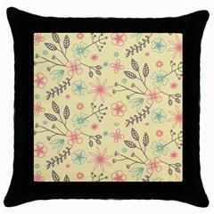 Seamless Spring Flowers Patterns Throw Pillow Case (black) by TastefulDesigns