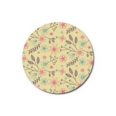 Seamless Spring Flowers Patterns Rubber Coaster (round)  by TastefulDesigns