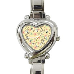 Seamless Spring Flowers Patterns Heart Italian Charm Watch by TastefulDesigns