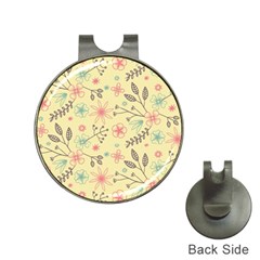 Seamless Spring Flowers Patterns Hat Clips With Golf Markers by TastefulDesigns