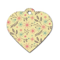 Seamless Spring Flowers Patterns Dog Tag Heart (one Side) by TastefulDesigns