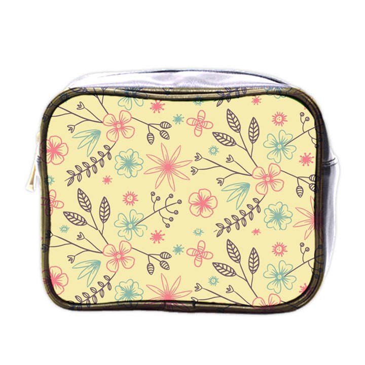 Seamless Spring Flowers Patterns Mini Toiletries Bags