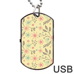 Seamless Spring Flowers Patterns Dog Tag Usb Flash (one Side) by TastefulDesigns