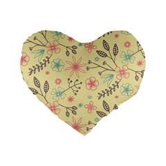 Seamless Spring Flowers Patterns Standard 16  Premium Heart Shape Cushions