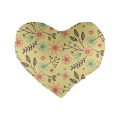 Seamless Spring Flowers Patterns Standard 16  Premium Flano Heart Shape Cushions by TastefulDesigns