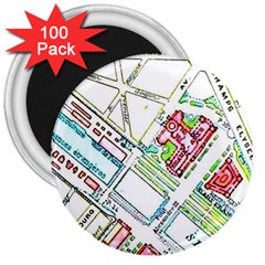 Paris Map 3  Magnets (100 Pack) by Simbadda