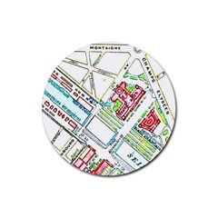 Paris Map Rubber Coaster (round)  by Simbadda