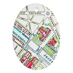 Paris Map Oval Ornament (two Sides) by Simbadda