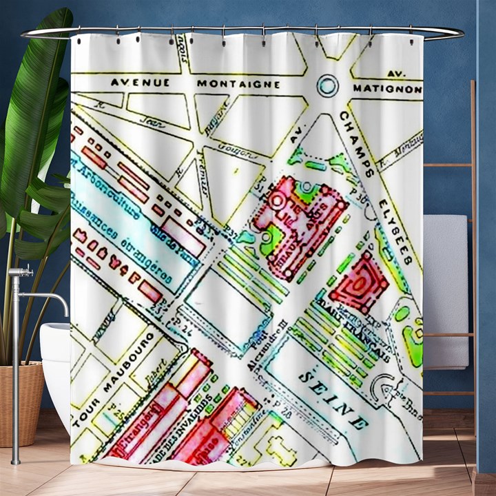 Paris Map Shower Curtain 60  x 72  (Medium) 