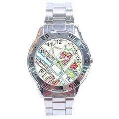 Paris Map Stainless Steel Analogue Watch by Simbadda