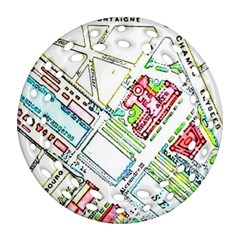 Paris Map Round Filigree Ornament (two Sides) by Simbadda