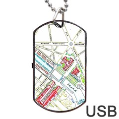 Paris Map Dog Tag Usb Flash (one Side)