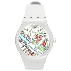 Paris Map Round Plastic Sport Watch (m) by Simbadda