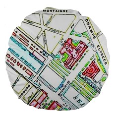 Paris Map Large 18  Premium Round Cushions by Simbadda