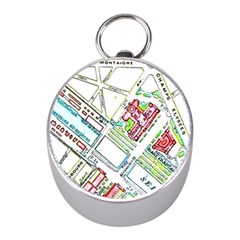 Paris Map Mini Silver Compasses