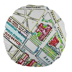 Paris Map Large 18  Premium Flano Round Cushions