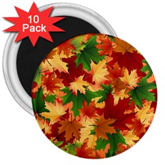 Autumn Leaves 3  Magnets (10 Pack)  by Simbadda