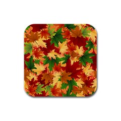 Autumn Leaves Rubber Square Coaster (4 Pack)  by Simbadda