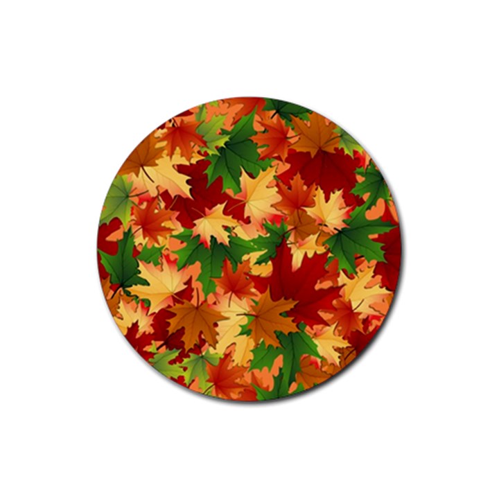 Autumn Leaves Rubber Round Coaster (4 pack) 