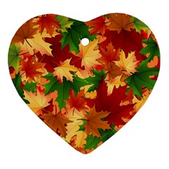 Autumn Leaves Heart Ornament (two Sides) by Simbadda