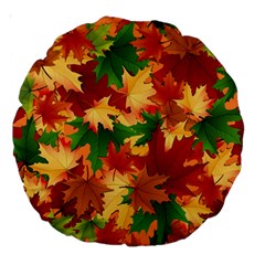 Autumn Leaves Large 18  Premium Round Cushions by Simbadda