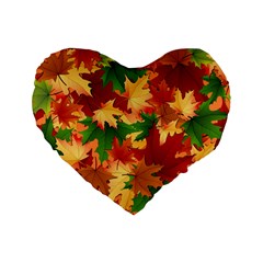 Autumn Leaves Standard 16  Premium Heart Shape Cushions