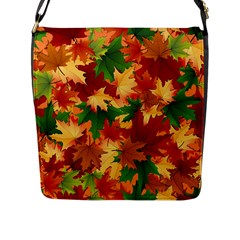 Autumn Leaves Flap Messenger Bag (l)  by Simbadda