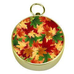 Autumn Leaves Gold Compasses by Simbadda