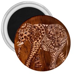 Elephant Aztec Wood Tekture 3  Magnets