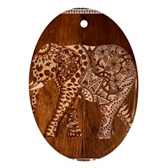 Elephant Aztec Wood Tekture Ornament (oval) by Simbadda