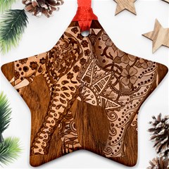 Elephant Aztec Wood Tekture Ornament (star) by Simbadda