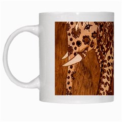 Elephant Aztec Wood Tekture White Mugs by Simbadda