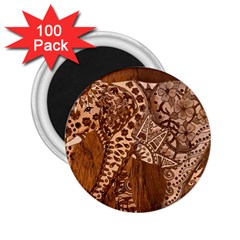 Elephant Aztec Wood Tekture 2 25  Magnets (100 Pack)  by Simbadda