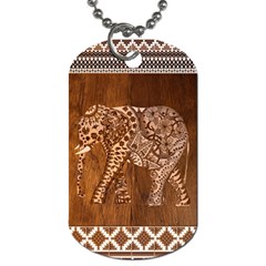 Elephant Aztec Wood Tekture Dog Tag (one Side) by Simbadda