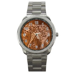 Elephant Aztec Wood Tekture Sport Metal Watch by Simbadda