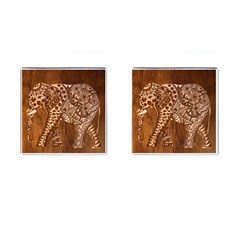 Elephant Aztec Wood Tekture Cufflinks (square) by Simbadda