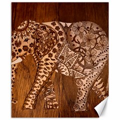 Elephant Aztec Wood Tekture Canvas 8  X 10  by Simbadda