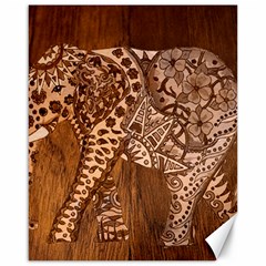 Elephant Aztec Wood Tekture Canvas 16  X 20   by Simbadda