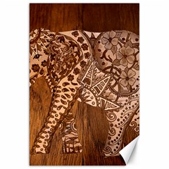 Elephant Aztec Wood Tekture Canvas 20  X 30   by Simbadda