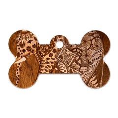 Elephant Aztec Wood Tekture Dog Tag Bone (one Side) by Simbadda