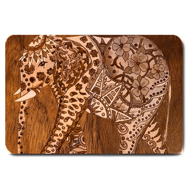 Elephant Aztec Wood Tekture Large Doormat 