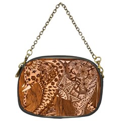 Elephant Aztec Wood Tekture Chain Purses (two Sides) 