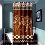 Elephant Aztec Wood Tekture Shower Curtain 36  x 72  (Stall)  Curtain(36 X72 ) - 33.26 x66.24  Curtain(36 X72 )