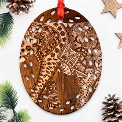 Elephant Aztec Wood Tekture Ornament (oval Filigree) by Simbadda