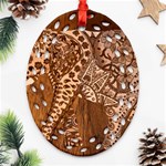 Elephant Aztec Wood Tekture Ornament (Oval Filigree) Front