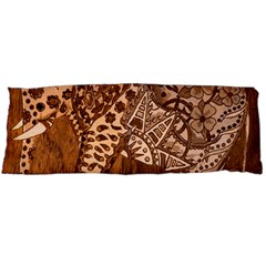 Elephant Aztec Wood Tekture Body Pillow Case (dakimakura) by Simbadda