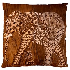 Elephant Aztec Wood Tekture Large Cushion Case (one Side) by Simbadda