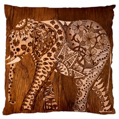 Elephant Aztec Wood Tekture Large Cushion Case (two Sides) by Simbadda