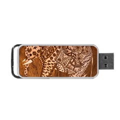 Elephant Aztec Wood Tekture Portable Usb Flash (one Side)